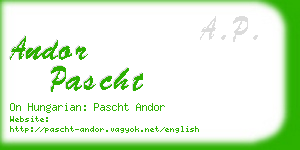 andor pascht business card